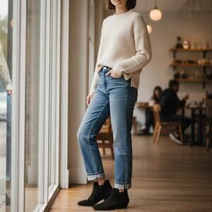 Paul Green Dillon Almond Toe Suede Leather Ankle Booties Black Size 8.5 Luxury